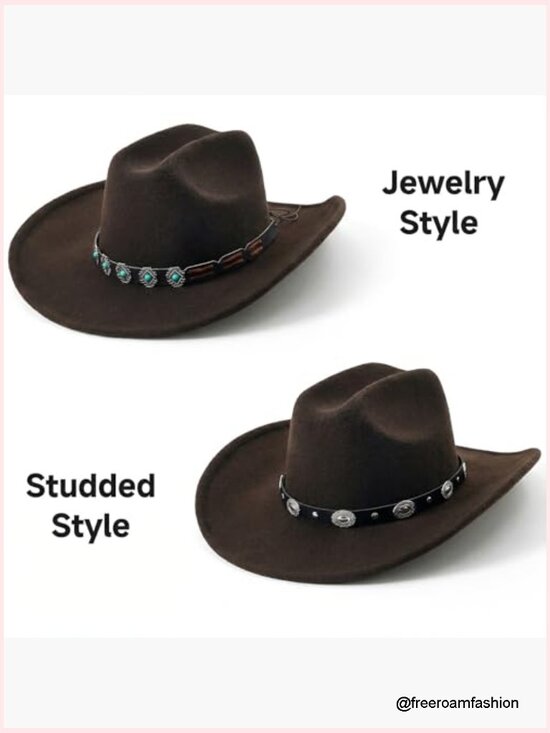 Shapable Wide Brim Felt Cowgirl Hat with Interchangeable Bands main image 4